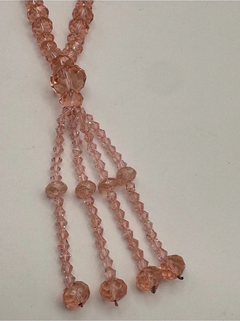 Pink Beaded Tassel Necklace